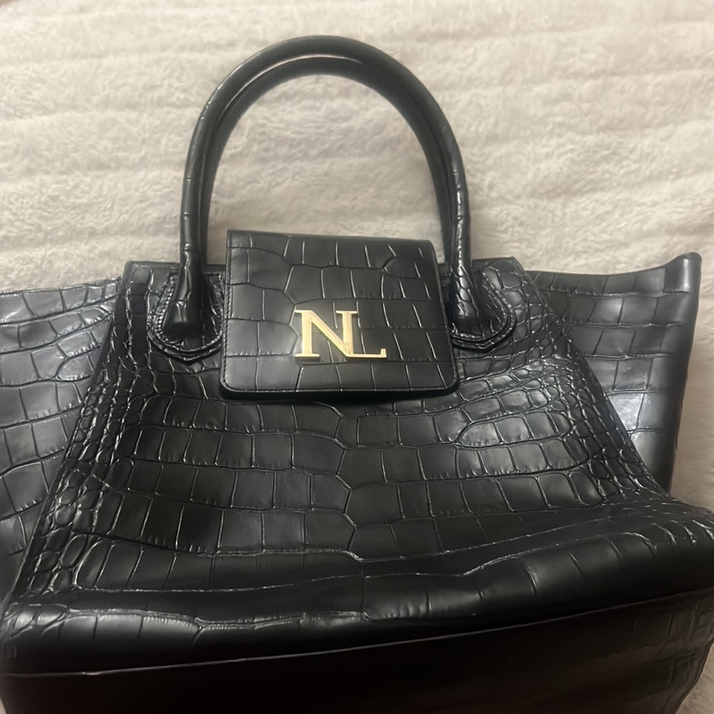 Nl Black Croco Pattern Work Bag - image 1